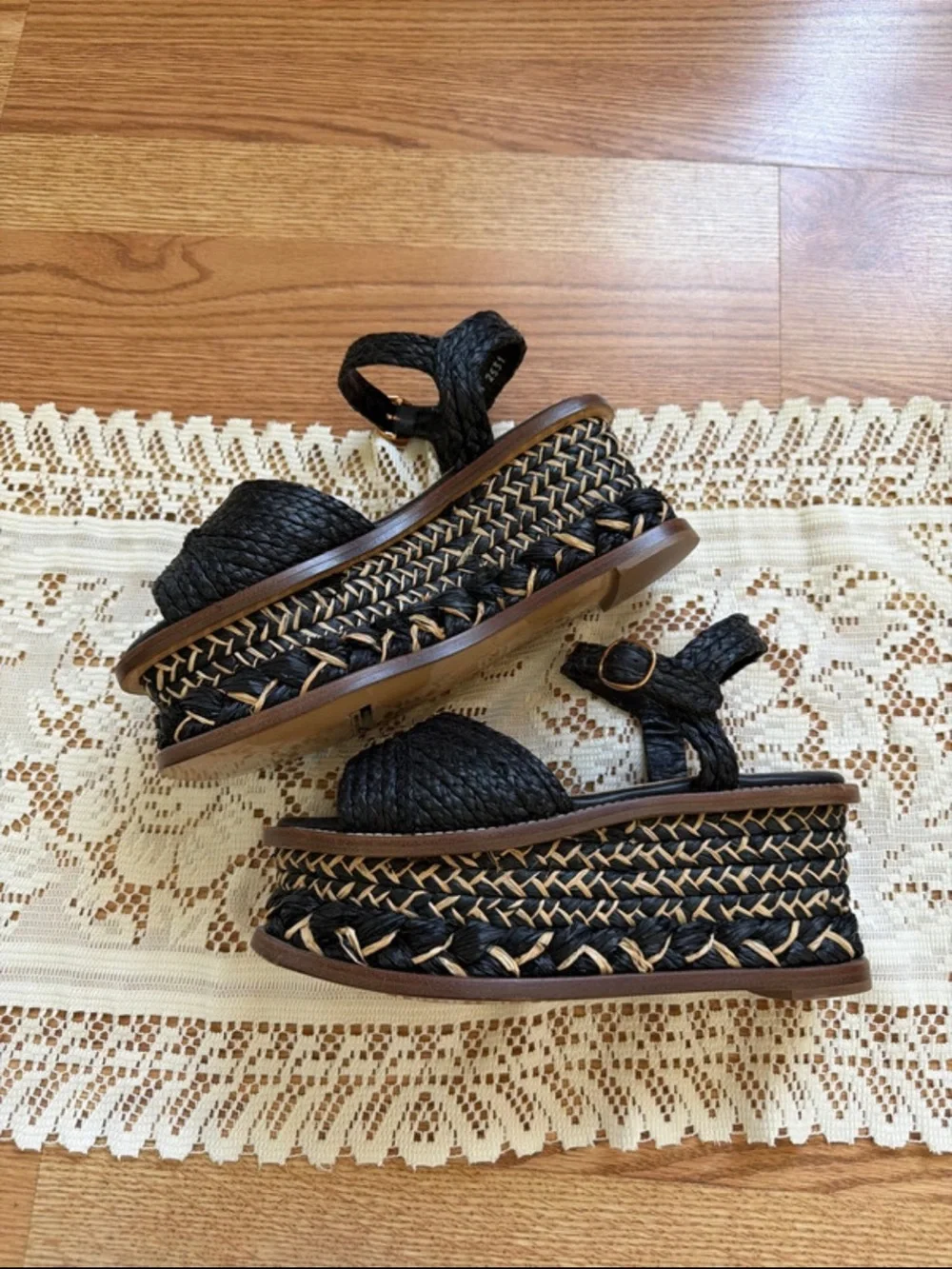 Gabriela Hearst x Clergerie / Hester Raffia Platform Sandals EU 37.5